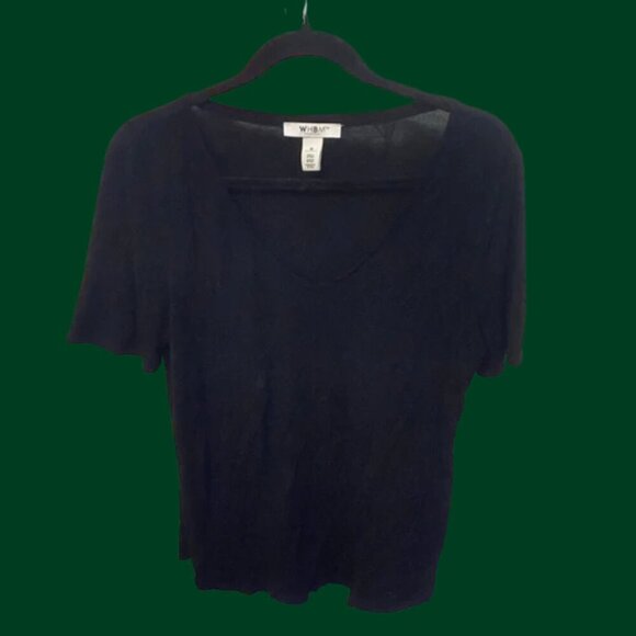 White House Black Market Black V-Neck Short Sleeve Tee | Size M - Picture 3 of 7